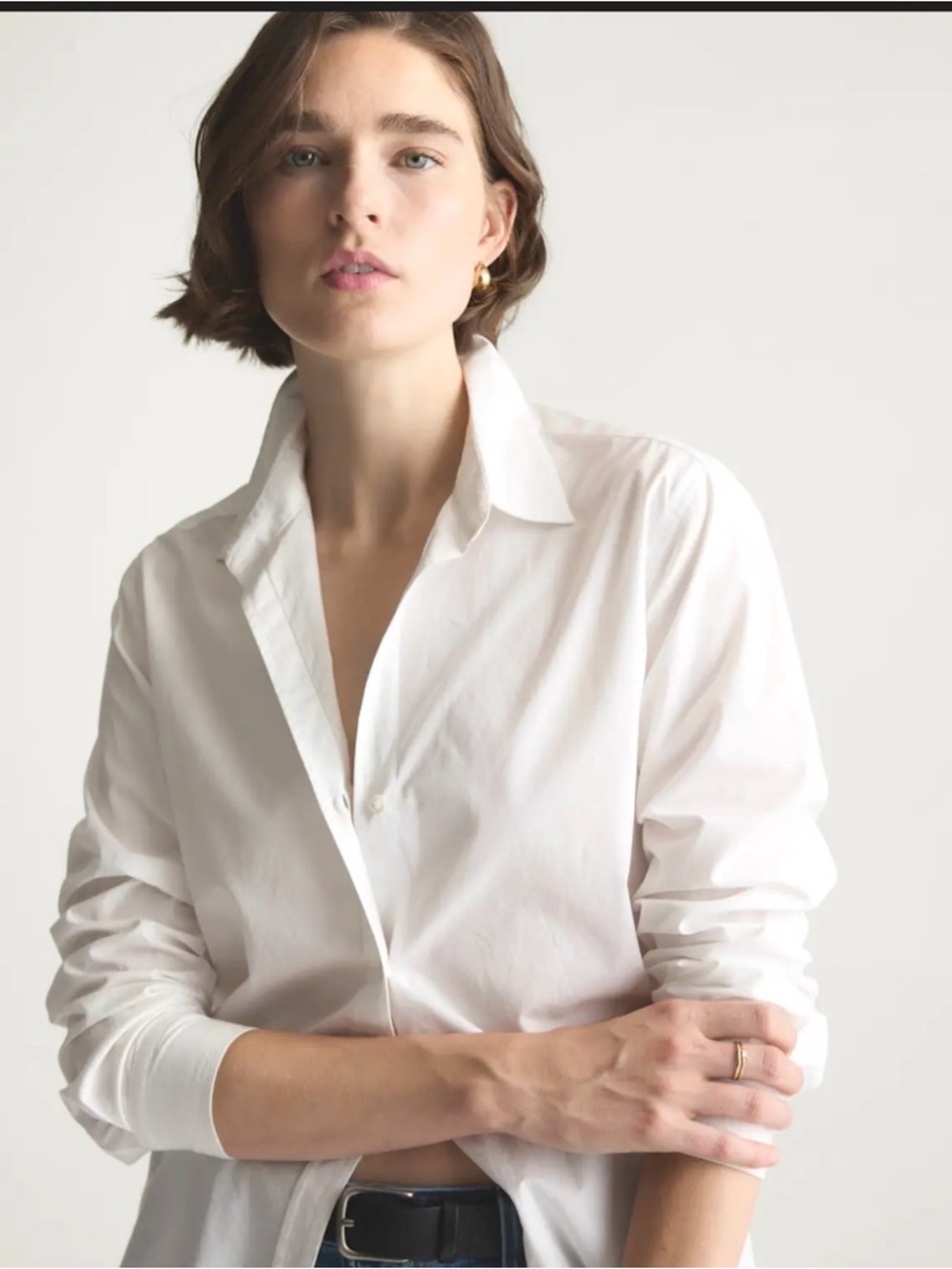 Quince Organic Cotton Poplin White Button-Down Shirt - Picture 2 of 7